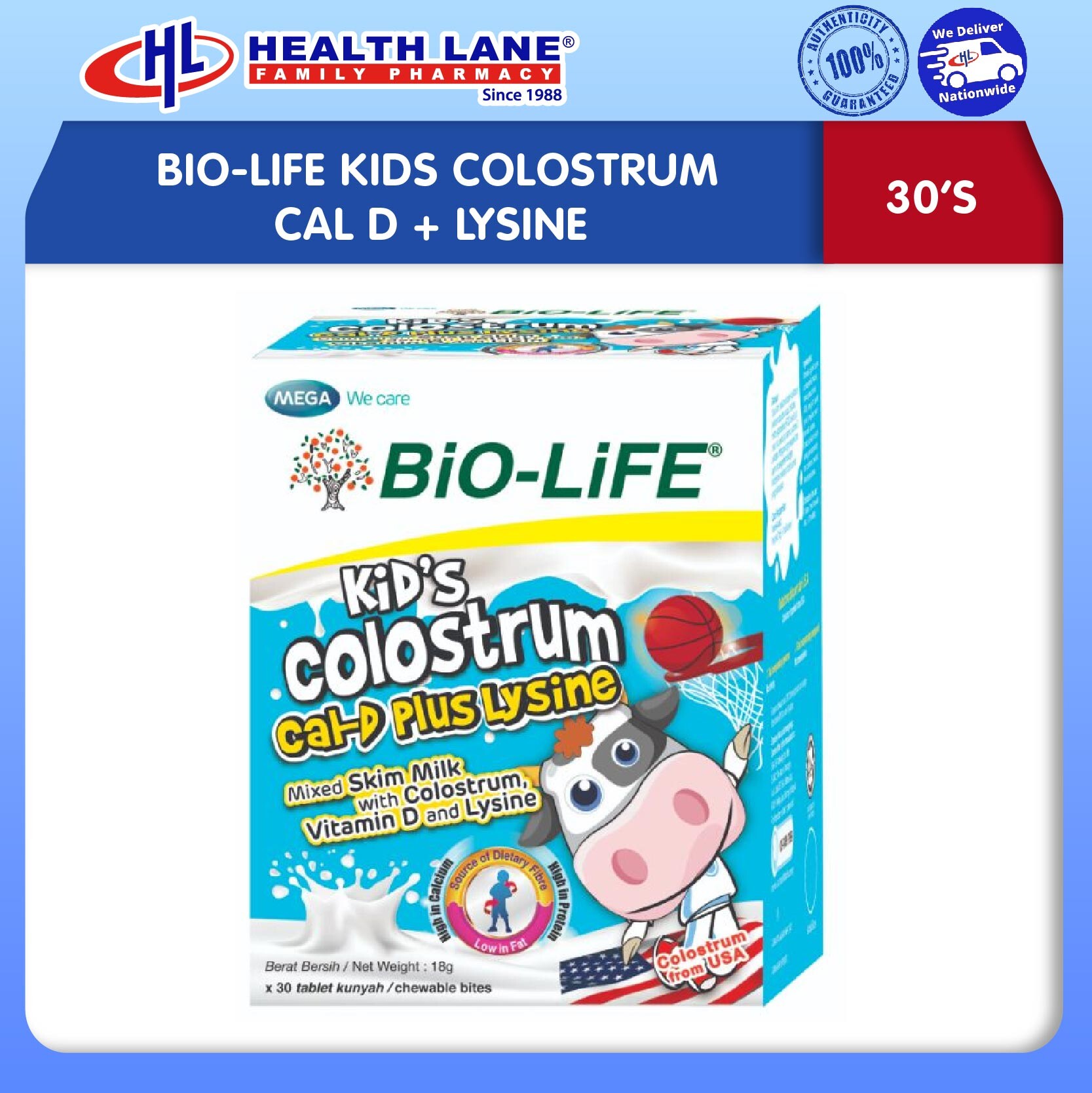 BIO-LIFEKANAK-KANAKS COLOSTRUM CAL D + LYSINE (30'S)